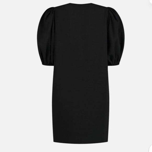 GANNI Women's Puff Sleeve Crepe Shift Dress in Black EU 36 (US 4) Hardly Worn - Picture 4 of 5